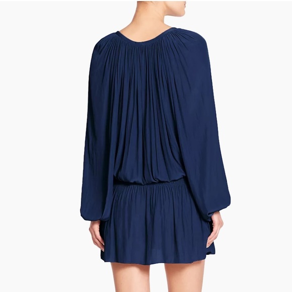 Ramy Brook Paris Blouson Mini Dress Slate Blue - Picture 2 of 6